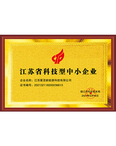  江苏省中小型科技企业证书 